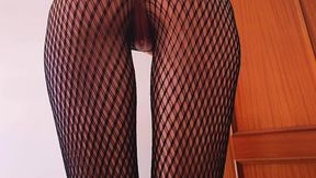 crotchless black bodystocking try on