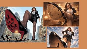 Giantess Lawyer Demands Shoe Sole Cleaning – Pay with Worship or Face Her Shiny Black Heels POV