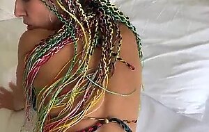 Rastafarian girl smokes a magic cigarette and wants anal sex