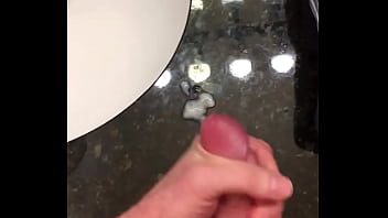 Morning bathroom oozing cum