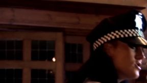 Busty Cop Plays Fucks Another with Strap On