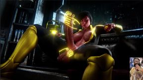Large Cock Ass Ashe Sucks Her Own Futa Cock, Yellow Lantern Jerks off Her Large Futa Cock with Her Powers