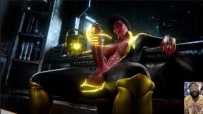 Large Cock Ass Ashe Sucks Her Own Futa Cock, Yellow Lantern Jerks off Her Large Futa Cock with Her Powers