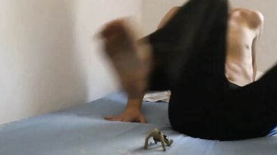 Perverted gay bloke is flashing a prick in front of the camera