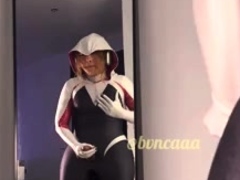 Bvncaaa Standing Costume Masturbation With Mirror Play
