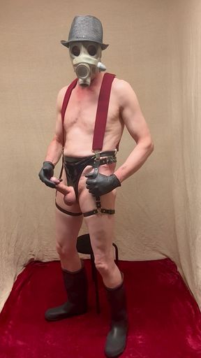 Leather Garters Hard Cock Wank