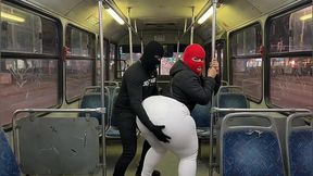 Big Ass Latina in Tight White Pants on the Bus Ends in White Thong