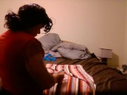 Fucking own thick juicy ass with toothbrush in black miniskirt