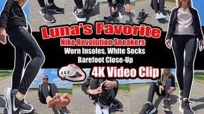 4K | Luna’s Favorite Nike Revolution Sneakers – Worn Insoles, White Socks & Barefoot Close-Up