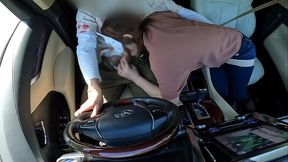 Married Asian MILF gives a hot blowjob in a car