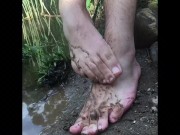 Muddy Dirty Filthy - Men’s feet - Barefoot bush walk - Would you still lick these feet?