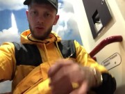 BRITISH SCALLY LAD WANKING ON PUBLIC TRAIN
