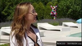 Rocco Siffredi's Outdoor Adventure with Dolly Dyson and Ann Joy: A Poolside Encounter You Can't Miss!