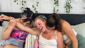 Three Girl Biting Contest