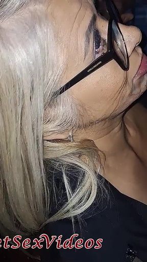 Husband Took Slutty Wife in Porn Cinema. and the Males Left Her with Her Face and Mouth Well Smeared with Cum