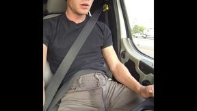 Wetting pants and cumshot while driving a truck