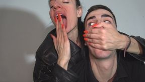 Hands and palms of saliva