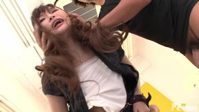 Japanese chick gets her hairy cunt destroyed and creampied in dirty gangbang
