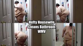 Hefty Housewife Cleans Bathroom (WMV)