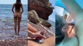super risky blowjob on public beach with 18yo amateur teen - yoya grey