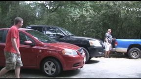 Naked Jen Sucks And Fucks Strangers At The Car Park! (1st half wmv)