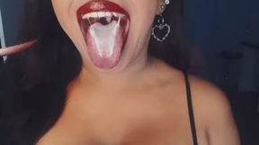 Giant eats vanilla yogurt