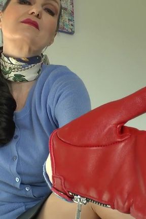 Today Is Your Cum Day! Sniffing Red Leather Gloves, Lady Victoria Valente
