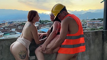 Hot lesbians fuck their employee to pay off debt overlooking the city of Cali