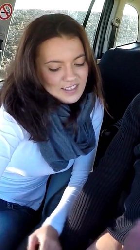 Powerful moment from &quot;Beautiful Busty Model Squirts in Taxi Car&quot;