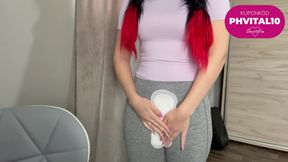 My stepsister masturbates in a maxi insert and shows me how to use a fake pussy