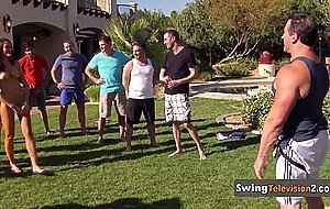 Horny swingers go horny to the red room orgy