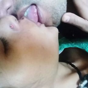 Horny girlfriend kissing so lovely with boyfriend and sucking boobs