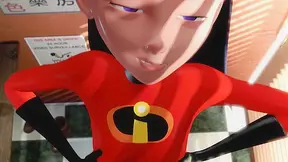 Elastigirl Shares Steamy Futanari Moment with Violet in Private Changing Room Encounter