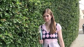 A curious risk - taking college girl catches a big ride from a stranger