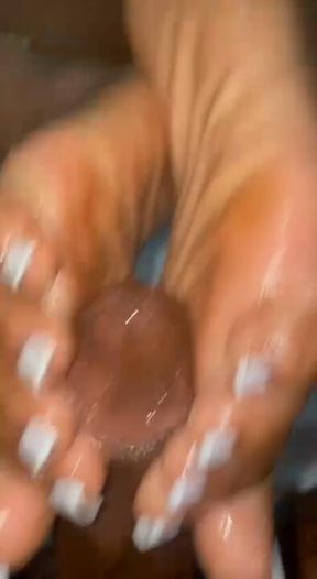 white on white French pedi reverse foot job