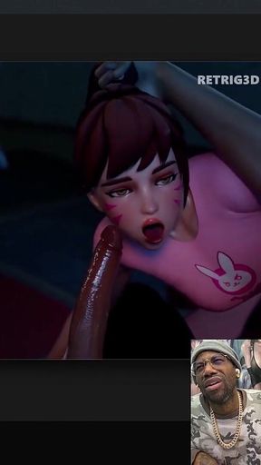 D.va Deepthroating a Hard Gooner Cock Until Cum Explodes in Her Mouth