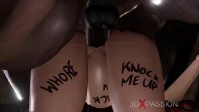 Hot teen anal! Young sexy blonde whore and a big black cock in the basement