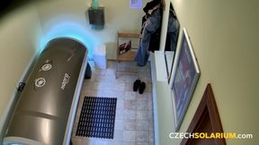 Czech Solarium 41: Brunette Puts on Another Hot Pussy Show