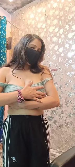 Hot desi chubby girl undressing hot pussy rubbing and boob pressing