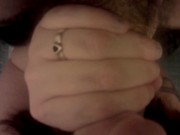 FPOV quickie blow job, cum in mouth