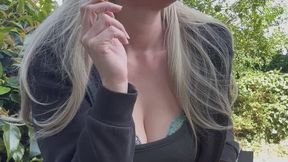 MILF enjoys cigarette in the garden - no nudity