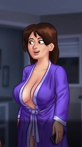 Summertime Saga 01 - He Can't Stop Getting Horny Around His Step-milf Huge Boobs, Busty MILF
