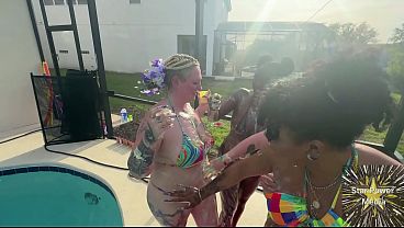 Creamy Custard Playtime: Savanna, Giana, Bleu &amp_ Livie Get Messy