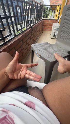 Fucking My Wet Pussy on My Neighbors' Balcony