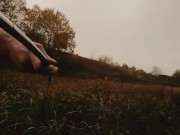 Risky naked daylight walk with ball weights