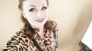 Backstage from Bdsm Photosession Spandex Leopard Print Catsuit and Leather Thigh High