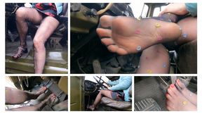 Sexy pedal pumping in russian monster truck URAL 255