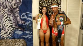 PORNSTAR CHAMPION VS ASIAN BABE JADE IN FULL NELSON WRESTLING HOLD MATCH