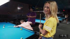 ”Naughty Blonde Spinner Takes Deep Dicking In The Pool Hall”