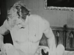 Handsome hunky lovers enjoy some deep assfucking in vintage clip